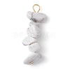 Gradient Color Natural Quartz Crystal & Natural Howlite & White Moonstone Chip Beaded Pendants PALLOY-JF02795-01-3