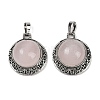 Natural Rose Quartz Half Round Pendants PALLOY-R159-01AS-12-1