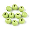 Spray Painted Round Natural Schima Wood Beads WOOD-A018-8mm-19-1
