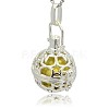 Silver Color Plated Brass Hollow Round Cage Pendants KK-J226-06S-2