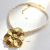 304 Stainless Steel Big Pendant RoundPolycotton Twisted Cord Necklaces for Women WG3C3B3-01-1