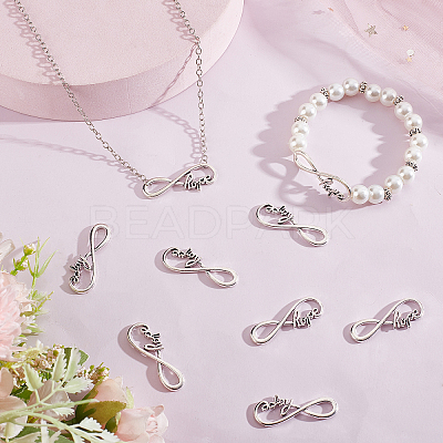 50Pcs Tibetan Style Alloy Infinity with Word Hope Connector Charms TIBE-SC0004-59-1