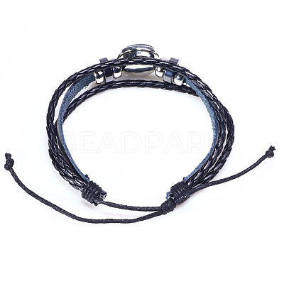 12 Constellation Leather Cord Bracelets BJEW-P240-E04-1