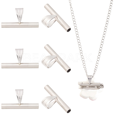 6Pcs 201 Stainless Steel Brooch Convert Necklaces Pendant Hooks STAS-BBC0010-60-1
