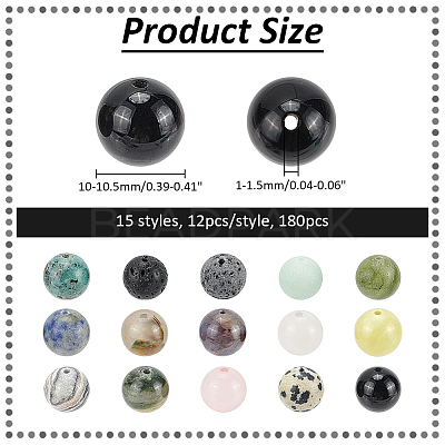 180Pcs 15 Styles Natural Mixed Gemstone Beads Sets G-NB0005-17-1