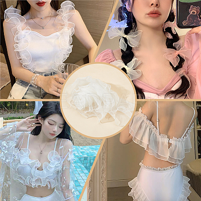 3-Layer Polyester Ruffled Trimming DIY-WH0320-46-1