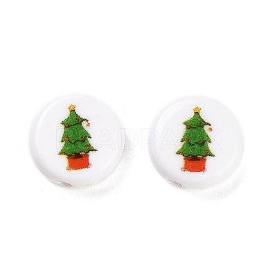 Christmas Theme Printed Opaque Acrylic Beads OACR-R004-01A-1