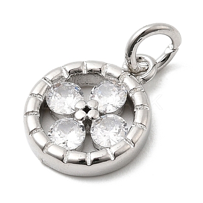 Brass Micro Pave Cubic Zirconia Charms KK-C139-21P-1