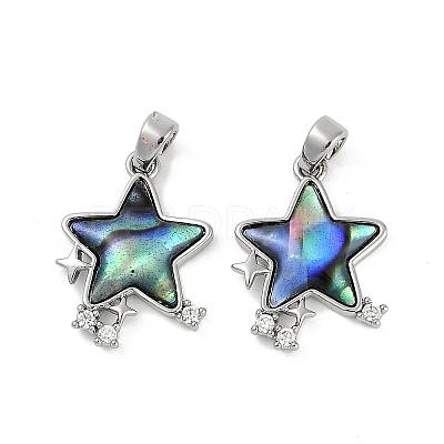 Natural Paua Shell Star Pendants KK-U043-22P-01-1