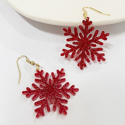 Snowflake Acrylic Glitter Powder Dangle Earrings FS-WGC8E2D-01-1