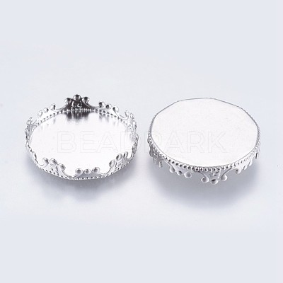 Tarnish Resistant 304 Stainless Steel Lace Edge Bezel Cups STAS-I097-061-20MM-1