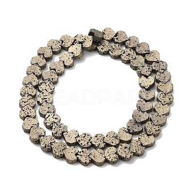 Electroplated Natural Lava Rock Beads Strands G-Q1009-G01-01F-1