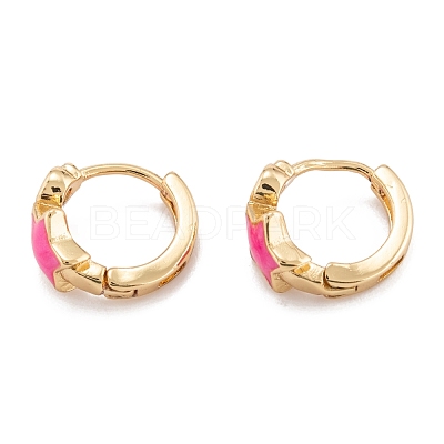 Brass Micro Pave Clear Cubic Zirconia Huggie Hoop Earrings EJEW-P187-C-1
