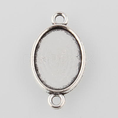 Antique Silver Tibetan Style Alloy Flat Oval Cabochon Connector Settings LS-TIBE-M022-06AS-1