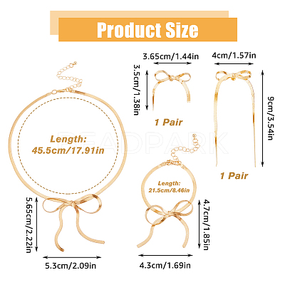 Bowknot Alloy Herringbone Chain Jewelry Kit for Women DIY-FH0006-56G-1