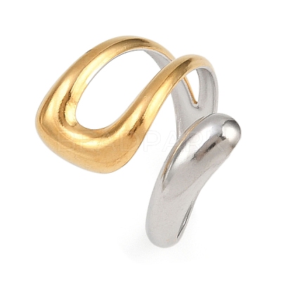 Adjustable 304 Stainless Steel Cuff Rings for Women RJEW-B135-01GP-01-1