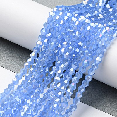 Imitation Jade Electroplate Glass Beads Strands GLAA-F029-J4mm-A04-1