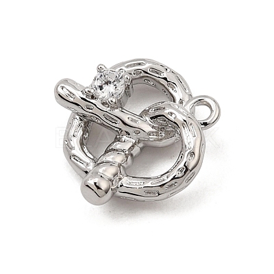 Brass Micro Pave Clear Cubic Zirconia Charms CU-CBA3D76-06P-1