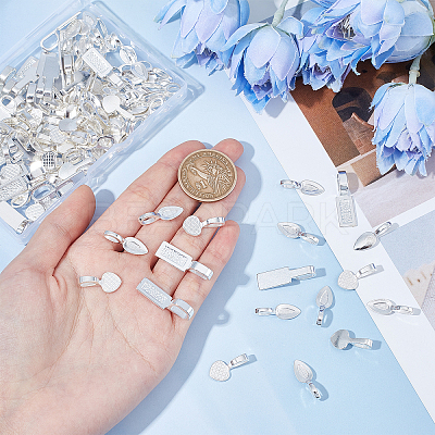120Pcs 3 Style Tibetan Style Alloy Glue-on Flat Pad Pendant Bails TIBEP-SC0001-94-1