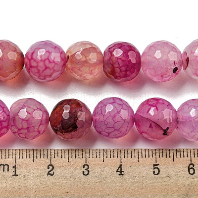 Faceted Natural Dragon Veins Agate Beads Strands G-F447-12mm-L08-1