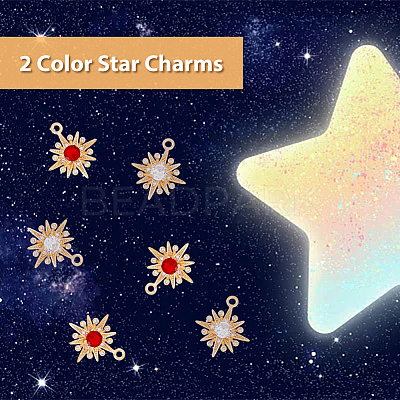 16Pcs 2 Colors Brass Micro Pave Cubic Zirconia Pendants KK-DC0003-35-1