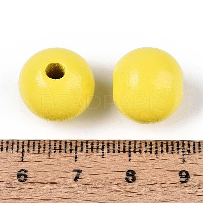 Spray Painted Round Natural Schima Wood Beads WOOD-A018-14mm-04-1