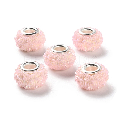 AB Color Resin Rose Flower European Beads RESI-M001-05D-1