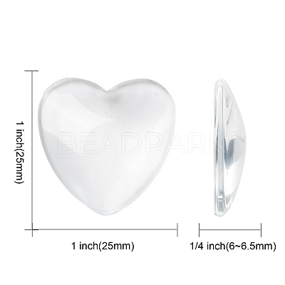 Transparent Glass Heart Cabochons GGLA-R021-25mm-1