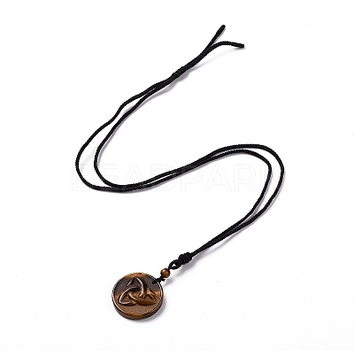 Adjustable Natural Mixed Gemstone Sailor's Knot Pendant Necklace with Nylon Cord for Women NJEW-L171-02-1