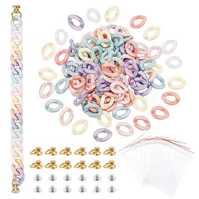 DIY Cell Phone Lanyard Making Kit, Including Acrylic Linking Rings, Brass  Screw Nut, Plastic Bags, Mixed Color, Link Rings: 16x11.5x3mm, 160pcs/box
