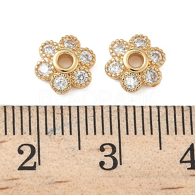 Brass Micro Pave Clear Cubic Zirconia Bead Caps KK-S350-12G-1