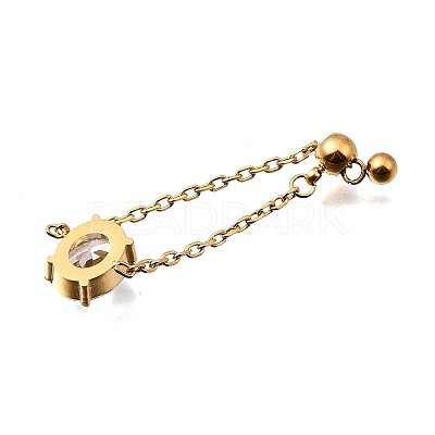 304 Stainless Steel Pave Cubic Zirconia Adjustable Chain Rings RJEW-P189-01C-G-1