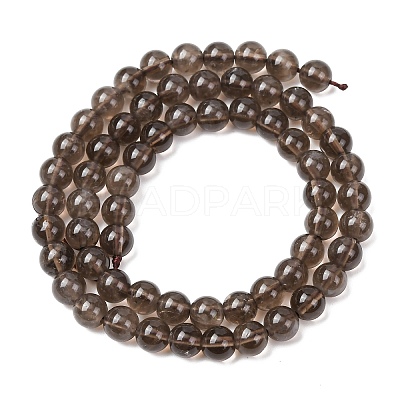 Natural Smoky Quartz Round Beads Strands X-G-E329-6mm-38B-1