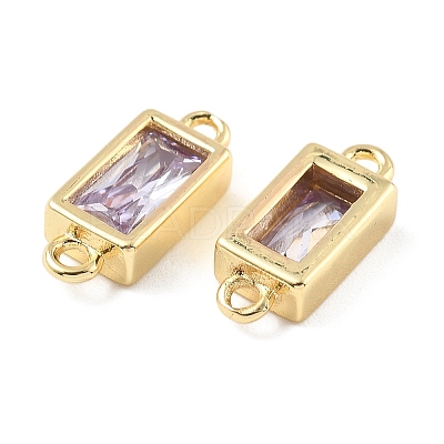 Brass Pave Glass Rectangle Connector Charms KK-H002-06G-04-1