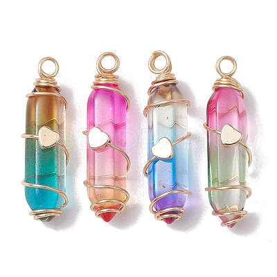 Glass Brass Pendants PALLOY-JF02563-1