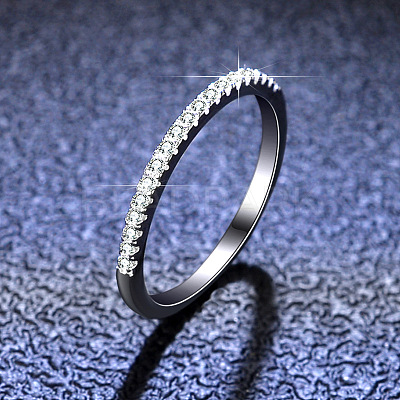 Rhodium Plated 925 Sterling Silver Micro Pave Cubic Zirconia Plain Band Rings WGF7D9C-17-1
