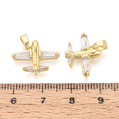 Brass Micro Pave Cubic Zirconia Pendants X-KK-T073-51G-1