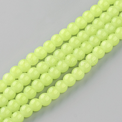 Baking Paint Imitation Jade Glass Round Bead Strands X-DGLA-Q021-10mm-08-1