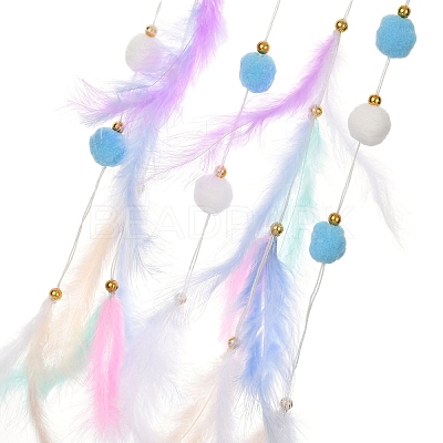 Woven Net/Web with Feather Hanging Suncatchers HJEW-F024-03C-1