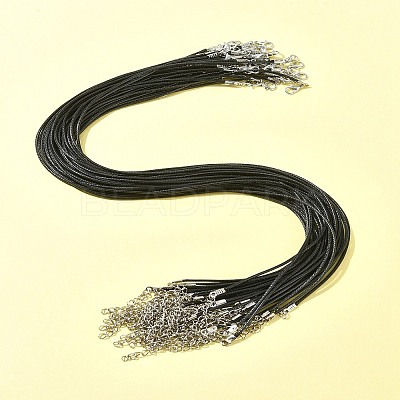 36Pcs Black Waxed Cord Necklace Making NCOR-FS0001-05P-1