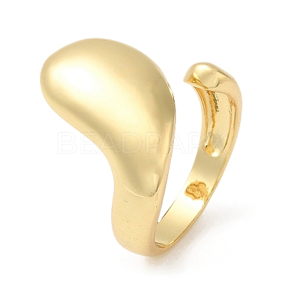 Rack Plating Brass Blank Teardrop Open Cuff Rings X-RJEW-E290-03G-1