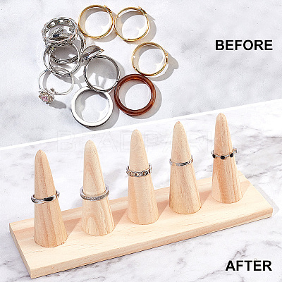 Wood Ring Display Stands ODIS-WH0001-42-1