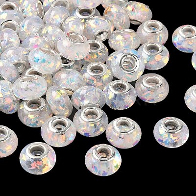 Transparent Resin Rondelle European Beads RESI-S023-02-1