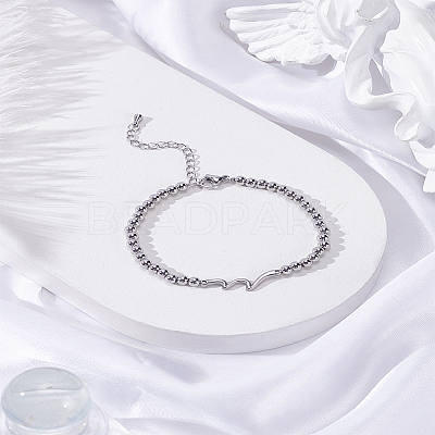 1Pc 301 Stainless Steel Ball Chain Bracelets for Women Men BJEW-LP0001-45P-1