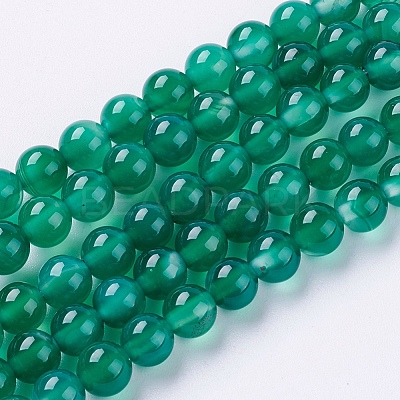 Natural Green Onyx Agate Beads Strands G-G583-6mm-11-1