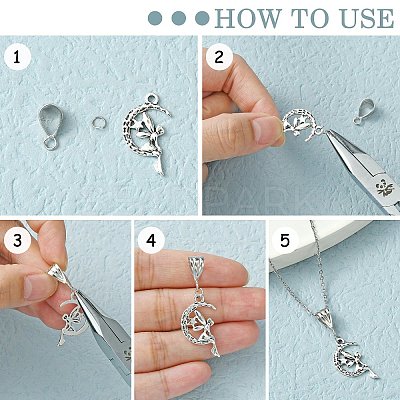 Rhodium Plated 925 Sterling Silver Pendant Bails X-STER-F036-09P-7x13mm-1