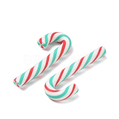 Christmas Candy Cane Handmade Polymer Clay Beads CLAY-P005-04G-1