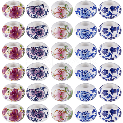 60Pcs Handmade Porcelain European Beads PORC-SC0001-25A-1