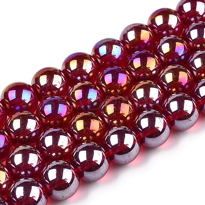 Electroplate Transparent Glass Beads Strands GLAA-T032-T10mm-AB20-1