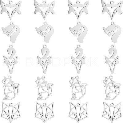 20Pcs 5 Styles 201 Stainless Steel Pendants STAS-UN0035-61-1